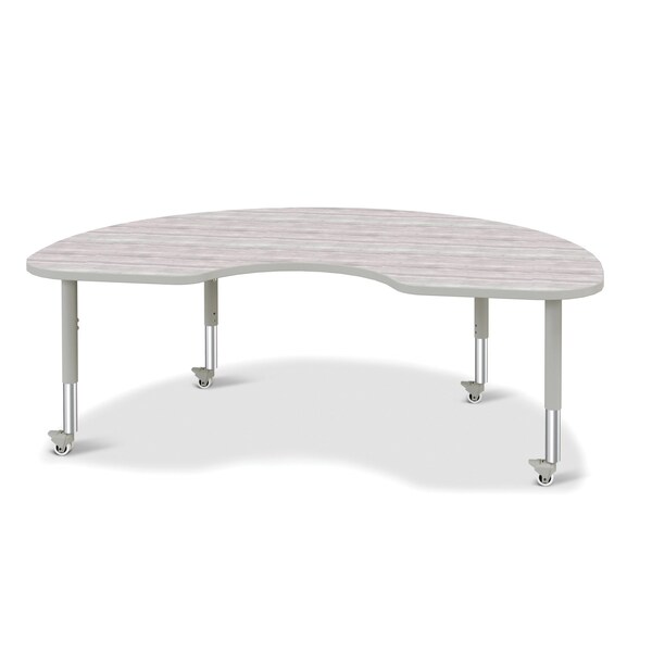 Berries Kidney Activity Table, 48 in. x 72 in., Mobile, Driftwood Gray/Gray/Gray